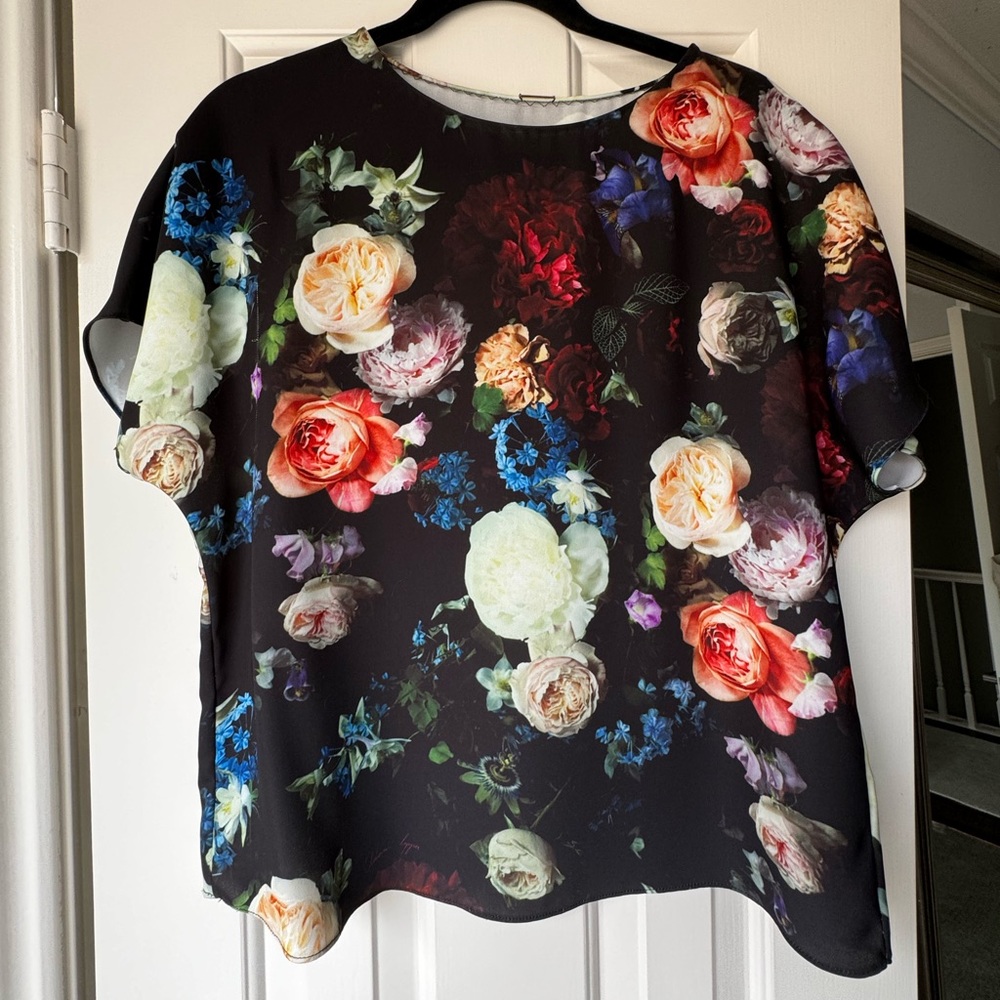 Adam Lippes Black Floral Top | Small
